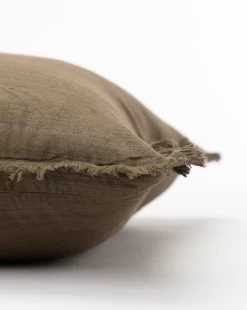 Abbey Silk Fringe Pillow Cover -Decoration Specialty Shop AbbeySilkFringePillowCover MPLW0437 BWN 24X24 D1