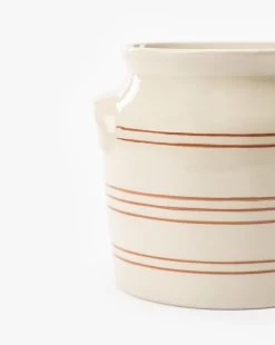 Aleph Striped Crock 9 Aleph Striped Crock -Decoration Specialty Shop AlephStripedCrock MKTN1013 WHT OS D1