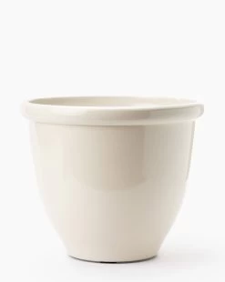 Glossy Cream Garden Pots (Set Of 3) -Decoration Specialty Shop GlossyCreamGardenPots MDCR1804 CRM SET3 L