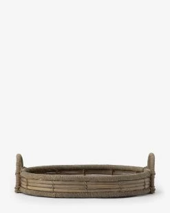 Graywash Wicker Tray -Decoration Specialty Shop GraywashWickerTray MDCR2393 NAT OS D1