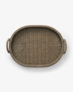 Graywash Wicker Tray