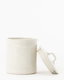 Handled Ceramic Canister -Decoration Specialty Shop HandledCeramicCanister MDCR2149 WHT S D1
