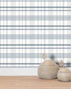 Rigby Plaid Print Wallpaper -Decoration Specialty Shop KidsWallpaper 60 Rugby Plaid Light Blue R1