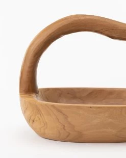 Organic Teak Wood Basket -Decoration Specialty Shop OrganicTeakWoodBasket MDCR2602 NAT OS D2