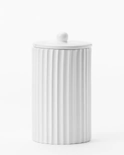 Fluted Lidded Bathroom Canister -Decoration Specialty Shop RibbedLiddedBathroomCanister MBTH0268 IVR L