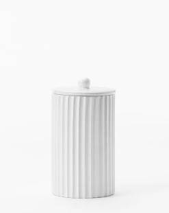 Fluted Lidded Bathroom Canister -Decoration Specialty Shop RibbedLiddedBathroomCanister MBTH0268 IVR S