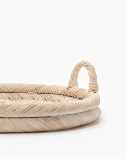 Round Wicker Tray -Decoration Specialty Shop RoundWickerTray MDCR2285 CRM OS D2