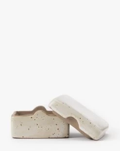 Stoneware Lidded Box -Decoration Specialty Shop StonewareLiddedBox MDCR2775 WHT OS D1 T