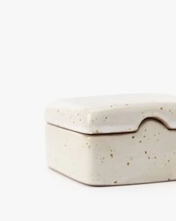 Stoneware Lidded Box -Decoration Specialty Shop StonewareLiddedBox MDCR2775 WHT OS D2 T