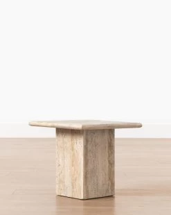 Travertine Side Table -Decoration Specialty Shop TravertineSideTable MFRN1532 NAT OS D1 T