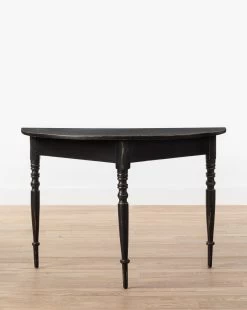 Vintage Painted Black Swedish Demi Lune Tables (Set Of 2)