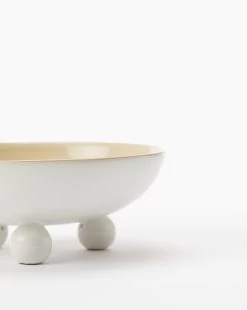 White Ball Footed Bowl -Decoration Specialty Shop WhiteBallFootedBowl MDCR2496 WHT OS D1
