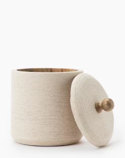 Wrapped Lidded Container -Decoration Specialty Shop WrappedLiddedContainer MDCR2404 NAT L D1