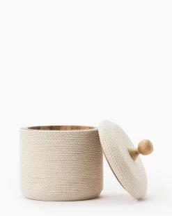 Wrapped Lidded Container -Decoration Specialty Shop WrappedLiddedContainer MDCR2404 NAT S D1